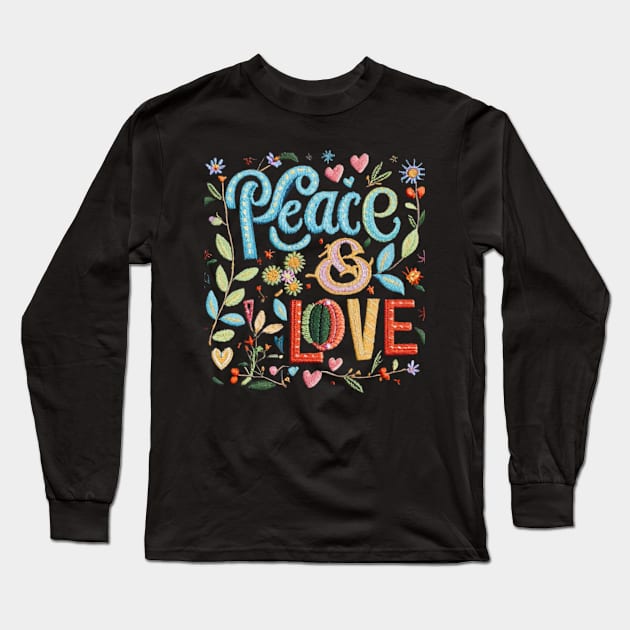 Peace & Love Long Sleeve T-Shirt by TooplesArt